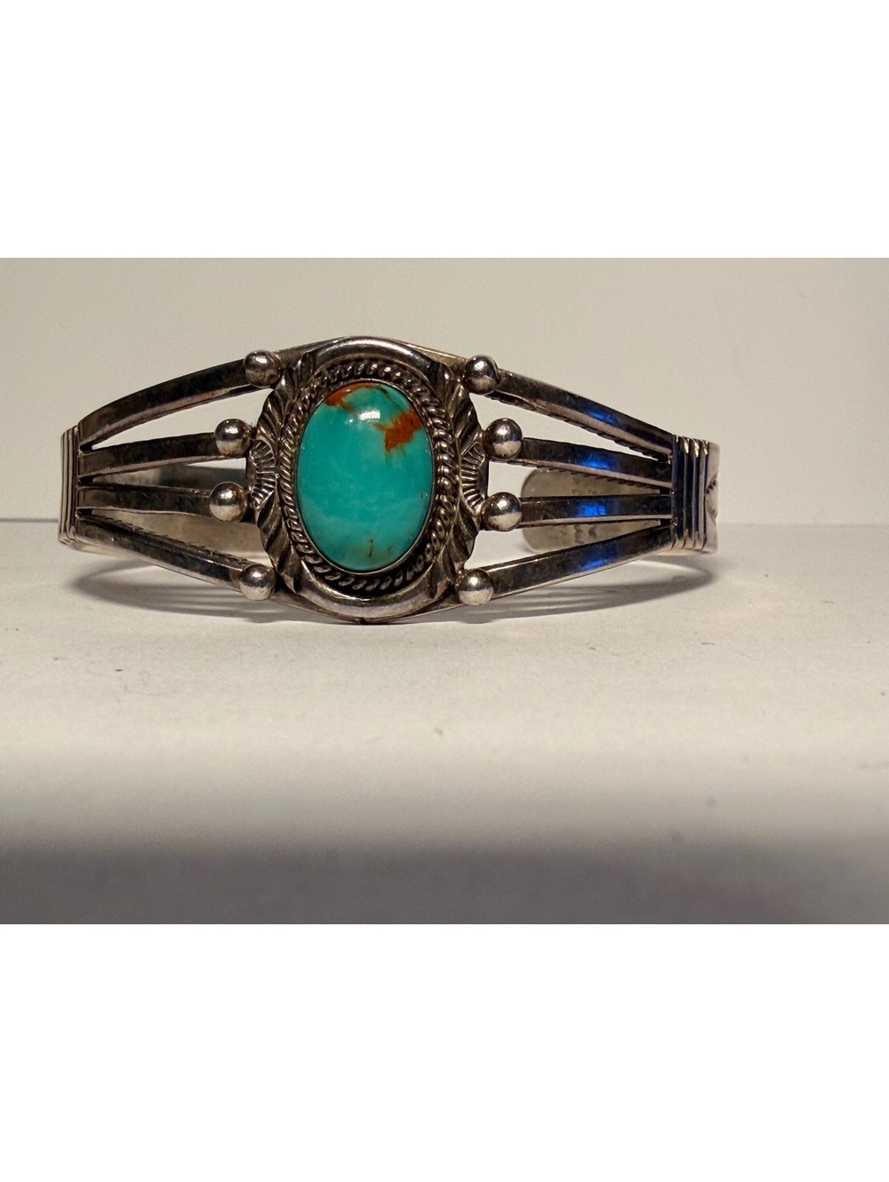 Will Denetdale Navajo Sterling Silver Turquoise Cuff Bracelet
